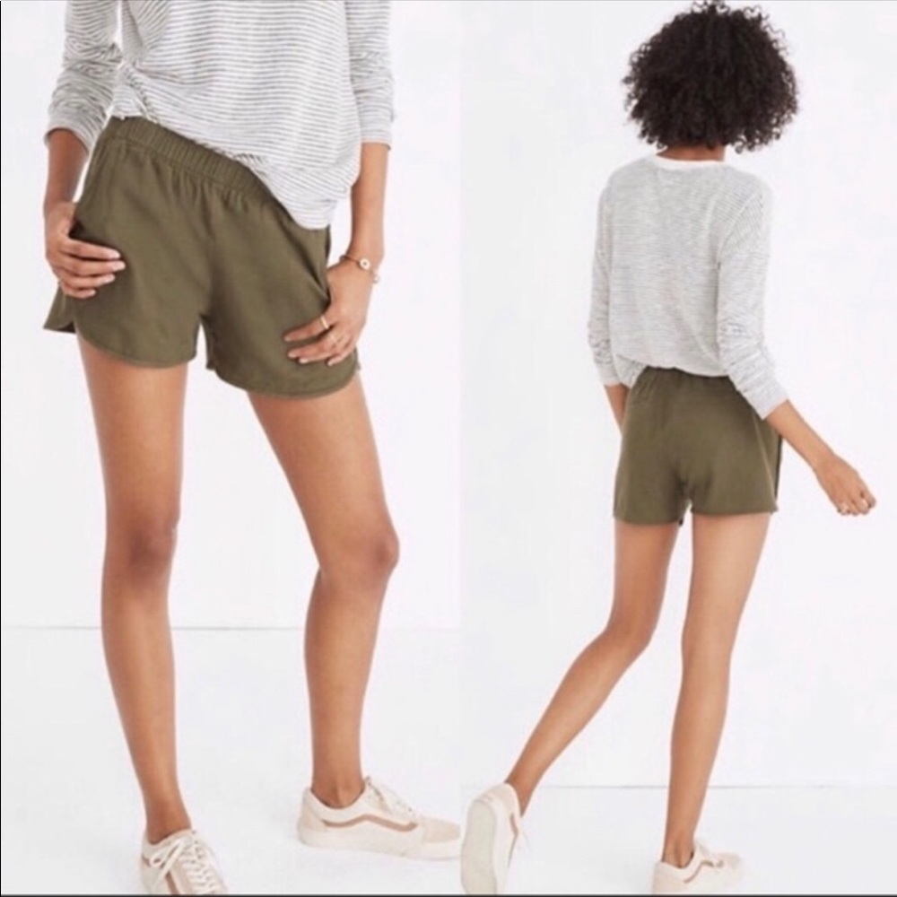 MADEWELL olive Green pull on dolphin shorts sz XL
